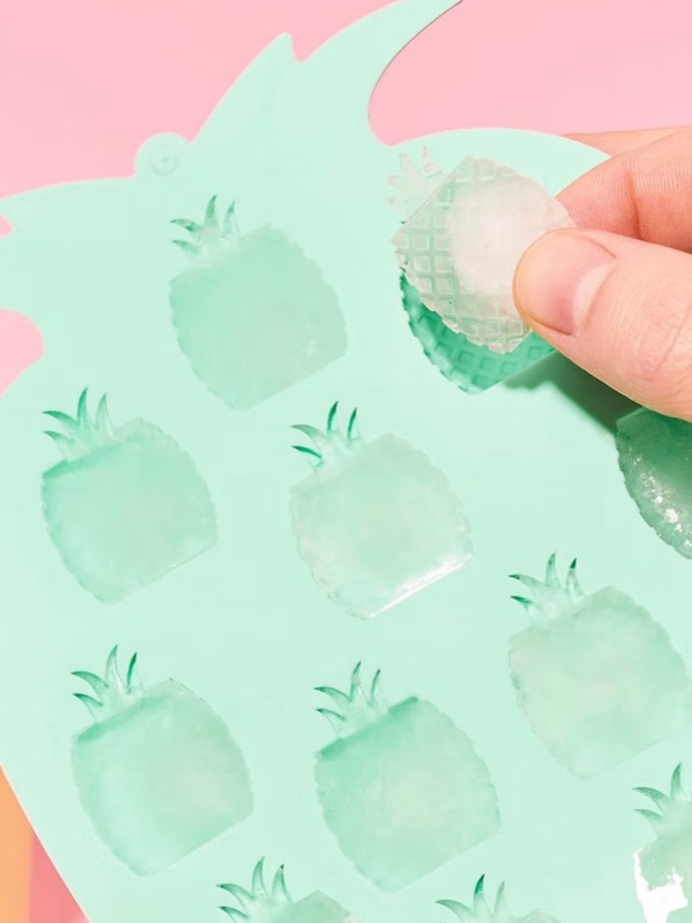 Set of 2! BLUSH Pineapple Ice Cube Tray - Aqua Silicone - Picture 2 of 4
